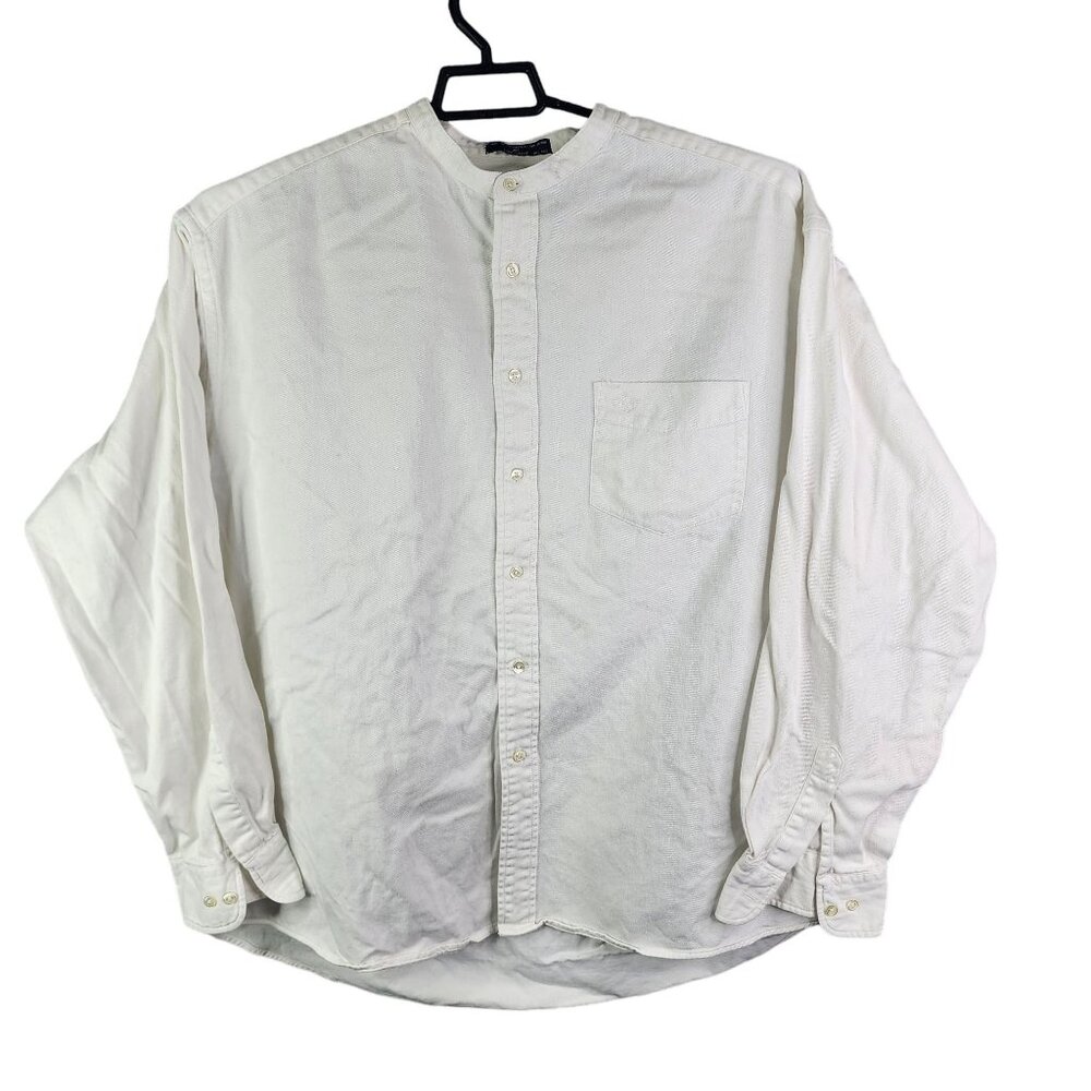 Mens White Dockers Shirt Long Sleeve Button Up 100% Cotton Size XL